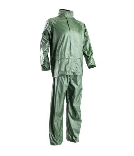 Leapy durable waterproof two-piece rainsuit for unisex, lightweight 170T polyester with PVC coating, providing 3000mm waterproof protection and wind resistance for outdoor work, travel and daily use