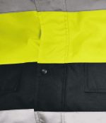 LEAPY high visibility insulated work jacket with front snap pocket detail