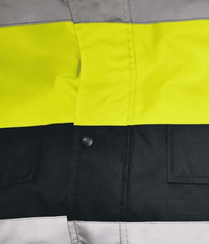 LEAPY high visibility insulated work jacket with front snap pocket detail