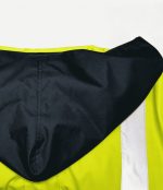 LEAPY insulated hi vis work jacket with adjustable hood detail for outdoor workwear