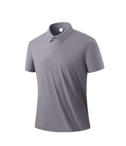 Grey Leapy seamless nylon-spandex short-sleeve polo shirt for business wear