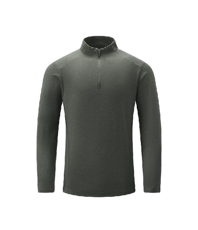 Dark olive Leapy Sorona long-sleeve half-zip shirt for outdoor activities