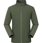 Olive green Leapy lightweight stand-collar softshell jacket for casual outdoor activities