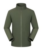Olive green Leapy lightweight stand-collar softshell jacket for casual outdoor activities
