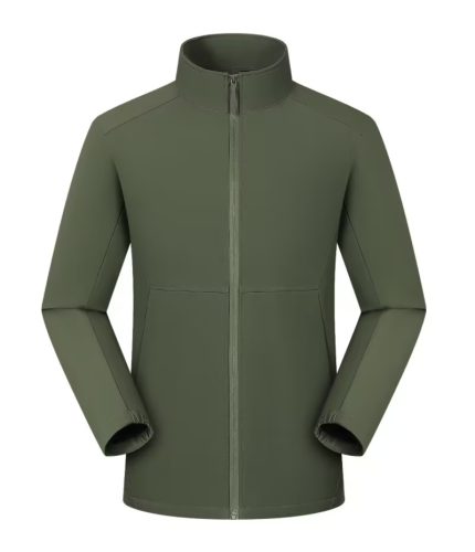 Olive green Leapy lightweight stand-collar softshell jacket for casual outdoor activities