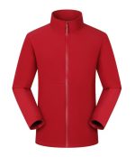 In-stock red Leapy® lightweight stand-collar softshell jacket in 75D stretch fabric for commuting and light outdoor activities