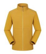 In-stock yellow Leapy® lightweight stand-collar softshell jacket in 75D stretch fabric for commuting and light outdoor activities