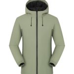 Light olive Leapy waterproof hooded padded jacket with graphene liner for cold-weather hiking