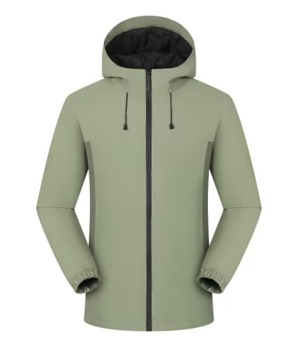 Light olive Leapy waterproof hooded padded jacket with graphene liner for cold-weather hiking