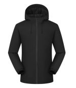In-stock black Leapy® waterproof hooded padded jacket with graphene warming liner for hiking and cold-weather commuting
