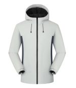 In-stock white Leapy® waterproof hooded padded jacket with graphene warming liner for hiking and cold-weather commuting