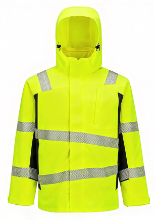 LEAPY Style 6697 hi-vis yellow quilted liner for 3-in-1 winter work jacket, featuring reflective stripes for safety.