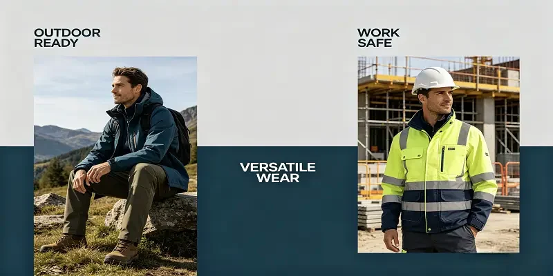Leapy Europe market workwear featuring outdoor ready clothing and hi vis safety jacket for versatile wear
